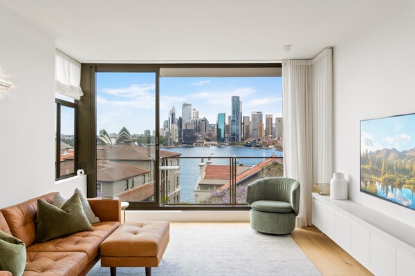 Foto van Boutique-appartement met 2 slaapkamers en prachtig uitzicht op de haven van Sydney - LivingRoom