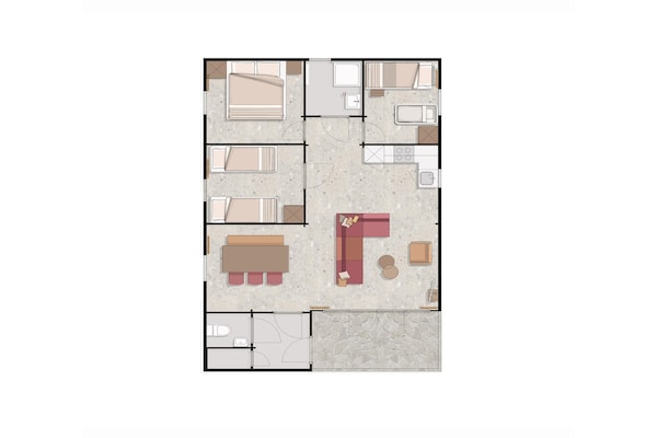 Foto van Bungalow in Hoogerheide met omheind terras - Vakantiehuis in Hoogerheide - FloorPlan
