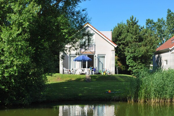 Foto van Bungalow aan het water in Makkum met steiger - Vakantiehuis in Makkum - ExteriorSummer